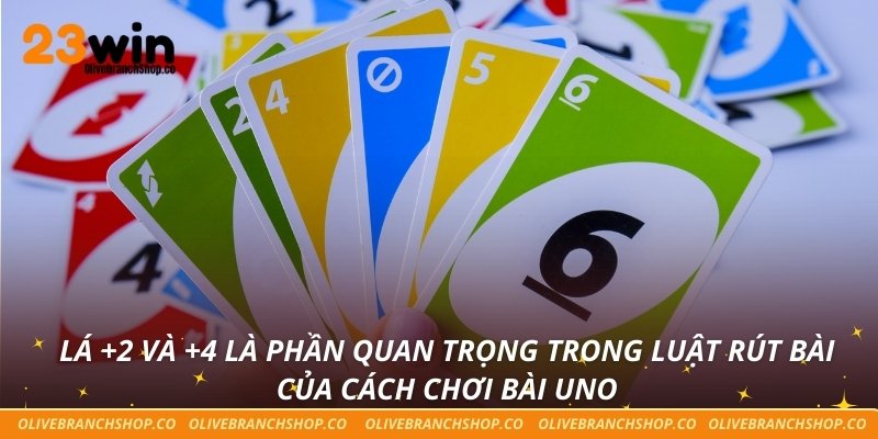 Lá +2 và +4 là phần quan trọng trong luật rút bài của cách chơi bài Uno